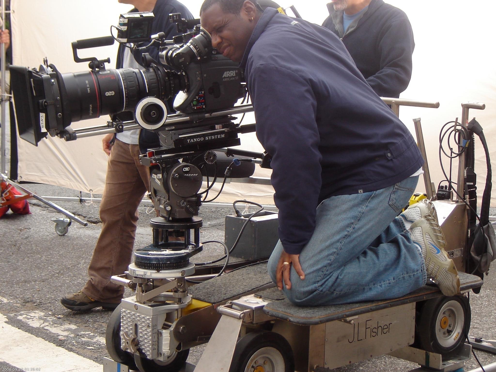 Jacob C. Williams directing from a camera dolly